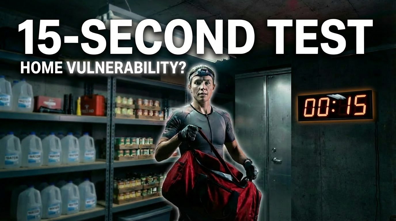15-second home vulnerability test timer showing emergency preparedness assessment
